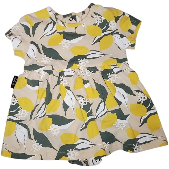 Tiny Tribe One-piece Skirted Bodysuit Tan Lemon Baby Girls 9-12 Months - Picture 1 of 4